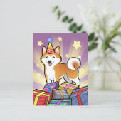 誕生日秋田犬/柴犬 ポストカード (スタンド正面)