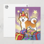 誕生日秋田犬/柴犬 ポストカード (正面/裏面)