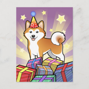 誕生日秋田犬/柴犬 ポストカード