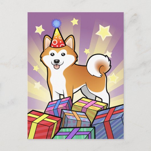 誕生日秋田犬/柴犬 ポストカード (正面)
