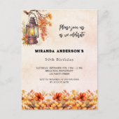 誕生日秋花模様オレンジヴィンテージ インビテーションポストカード (正面)