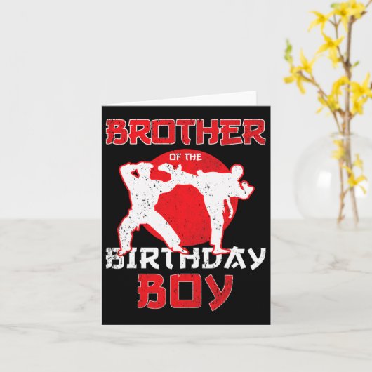 誕生日空手テコンドボーマーティの兄弟 カード (黄色い花)