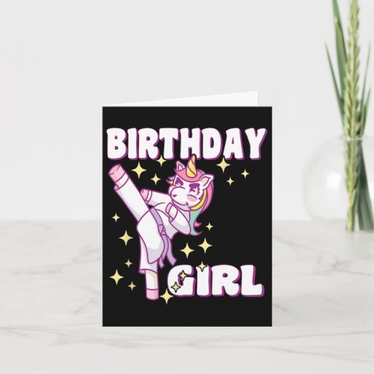 誕生日空手ユニコーン女子 カード (正面)