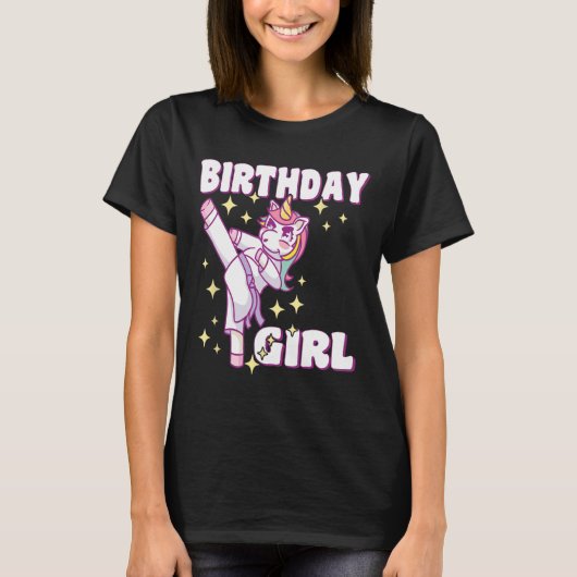 誕生日空手ユニコーン女子 Tシャツ (正面)