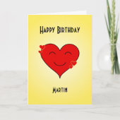 誕生日笑顔ハートカスタム文字 カード (正面)