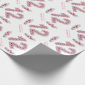 誕生日第12期女子ピンク花緑 ラッピングペーパー (角)