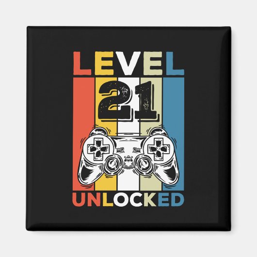 誕生日第21レベルのロック解除された21ゲームヴィンテージ マグネット (正面)