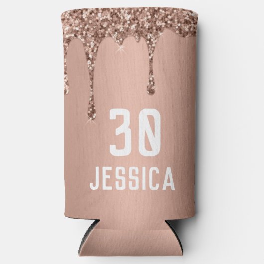 誕生日第30回エレガントピンクモダンクエレガントの好意 スリム缶クーラー (正面)