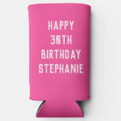 誕生日第30回エレガントピンクモダン色 スリム缶クーラー (正面)