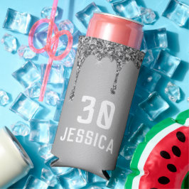 誕生日第30回エレガント銀のモダン好意 スリム缶クーラー