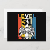 誕生日第31レベルのロック解除された31ゲームヴィンテージ シーズンポストカード (正面/裏面)