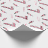 誕生日第7女子ピンク花緑 ラッピングペーパー (角)