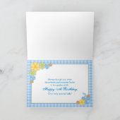 誕生日第75青いGINGHAM/FLOWERS カード (内部)