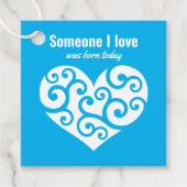 誕生日純粋な青いハート私はCC1219大好き フェイバータグ (正面)