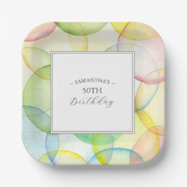 誕生日紙カラフルプレート50日 ペーパープレート