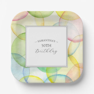 誕生日紙カラフルプレート50日 ペーパープレート