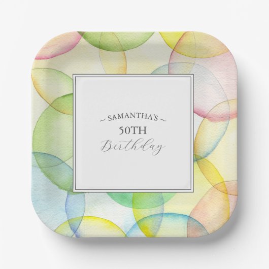 誕生日紙カラフルプレート50日 ペーパープレート (正面)