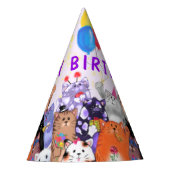 誕生日紙パーティーハッピーキャッツお祝い パーティーハット (正面)