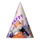 誕生日紙パーティーハッピーキャッツお祝い パーティーハット (左)