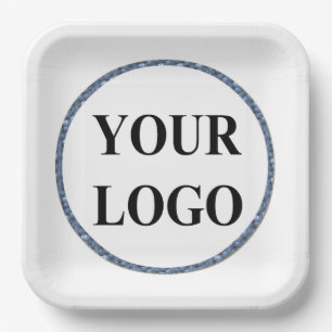 誕生日紙パーティープレート追加ロゴ水色 ペーパープレート