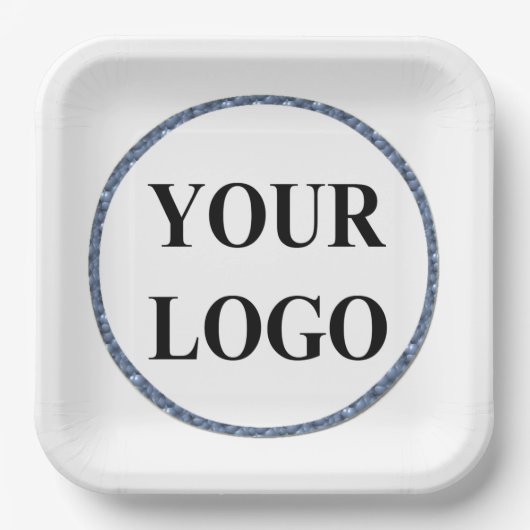 誕生日紙パーティープレート追加ロゴ水色 ペーパープレート (正面)