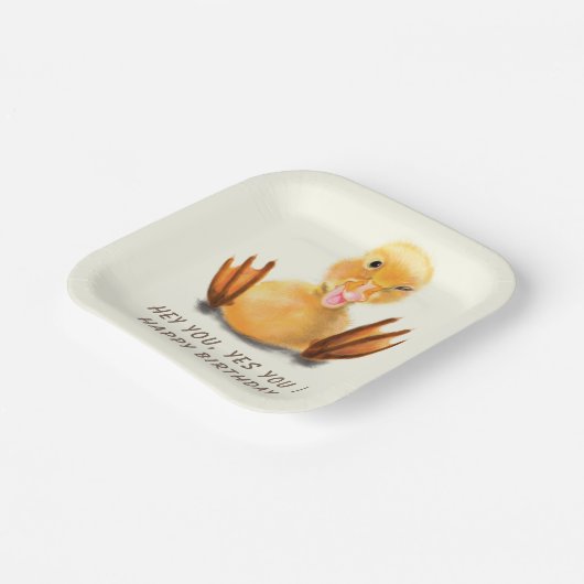 誕生日紙プレートおもしろいよくはしゃぐウィンキングダック ペーパープレート (傾斜あり)