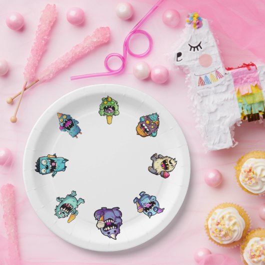 誕生日紙プレートとアイスクリームモンスター ペーパープレート (パーティー)