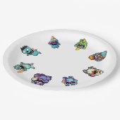 誕生日紙プレートとアイスクリームモンスター ペーパープレート (アングル)