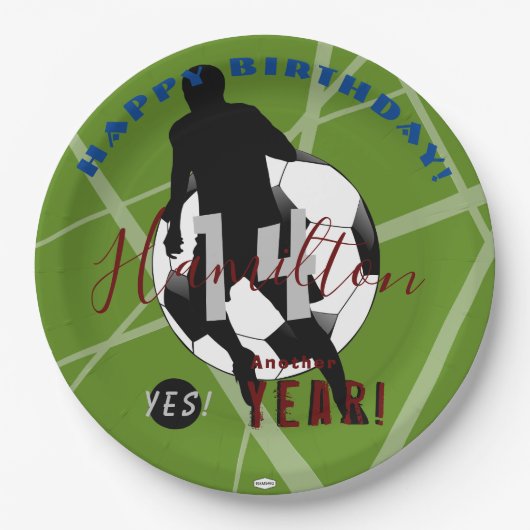 誕生日紙プレートサッカーテーマHAMbyWG ペーパープレート (正面)
