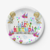 誕生日紙プレートツインエンジェルス ペーパープレート (正面)