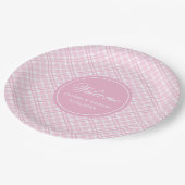 誕生日紙プレートピンクプレイドトレンディーキープサケ ペーパープレート (アングル)