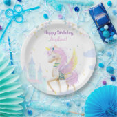 誕生日紙プレート愛らしいユニコーン。 ペーパープレート (パーティー)