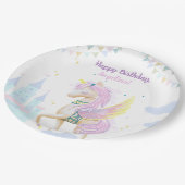 誕生日紙プレート愛らしいユニコーン。 ペーパープレート (アングル)