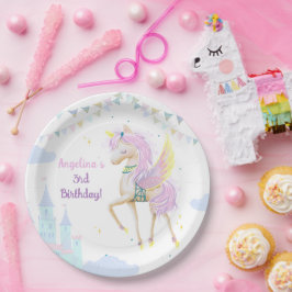 誕生日紙プレート愛らしいユニコーン。 ペーパープレート