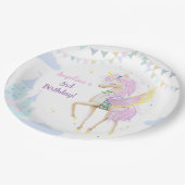 誕生日紙プレート愛らしいユニコーン。 ペーパープレート (アングル)