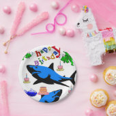 誕生日紙プレート、シャーク ペーパープレート (パーティー)