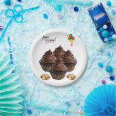 誕生日紙プレート、チョコレートカップケーキ ペーパープレート (パーティー)