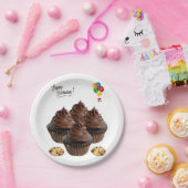 誕生日紙プレート、チョコレートカップケーキ ペーパープレート (パーティー)