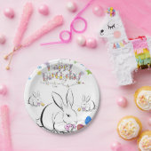 誕生日紙プレート、白うさぎ ペーパープレート (パーティー)