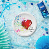 誕生日紙プレート、赤いハート ペーパープレート (パーティー)