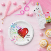 誕生日紙プレート、赤いハート ペーパープレート (パーティー)