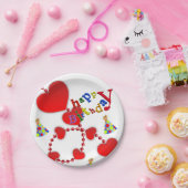誕生日紙プレート、赤いハート ペーパープレート (パーティー)