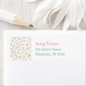 誕生日紙吹雪カラフルキュート差出人住所 ラベル (インサイチュ)