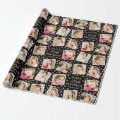 誕生日紙吹雪名前をカスタムするフォトコラージピンク ラッピングペーパー (アンロールド)