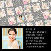 誕生日紙吹雪名前をカスタムするフォトコラージブルー ラッピングペーパー