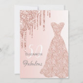 誕生日素晴らしい任意の年齢バラ金ゴールドグリッター 招待状 (正面)