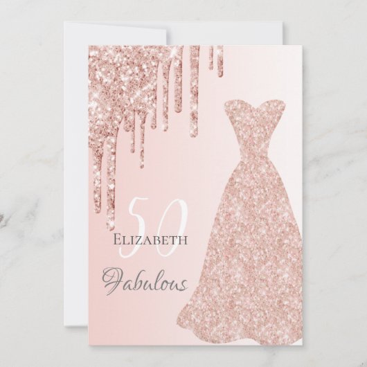 誕生日素晴らしい任意の年齢バラ金ゴールドグリッター 招待状 (正面)