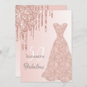 誕生日素晴らしい任意の年齢バラ金ゴールドグリッター 招待状 (正面/裏面)