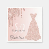 誕生日素晴らしい赤面バラ金ゴールドグリッター滴 スタンダードカクテルナプキン (正面)