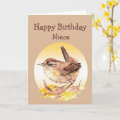 誕生日素晴らしニースウォーターカラーワレンバード カード (黄色い花)